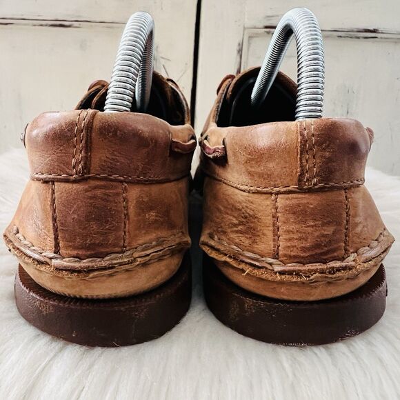 Sperry Top Sider Brown Leather Slip on Loafers Boat Shoes Leather Laces Mens 9M - Picture 5 of 8